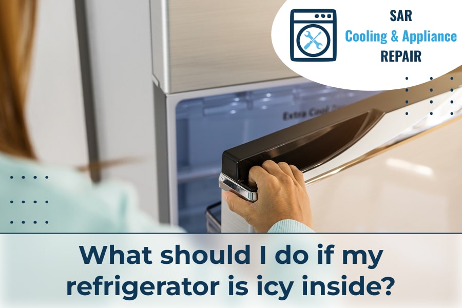 What should I do if my refrigerator is icy inside