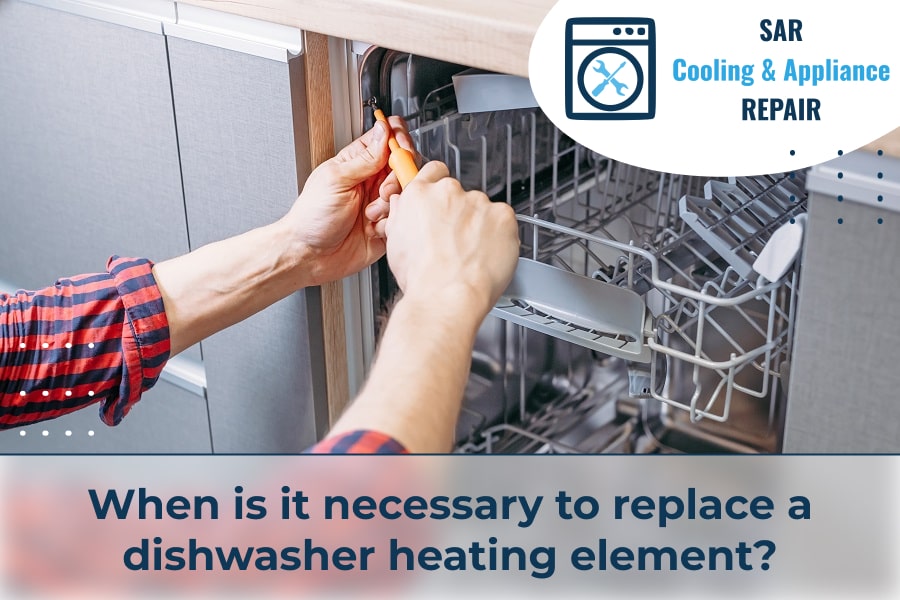 When is it necessary to replace a dishwasher heating element